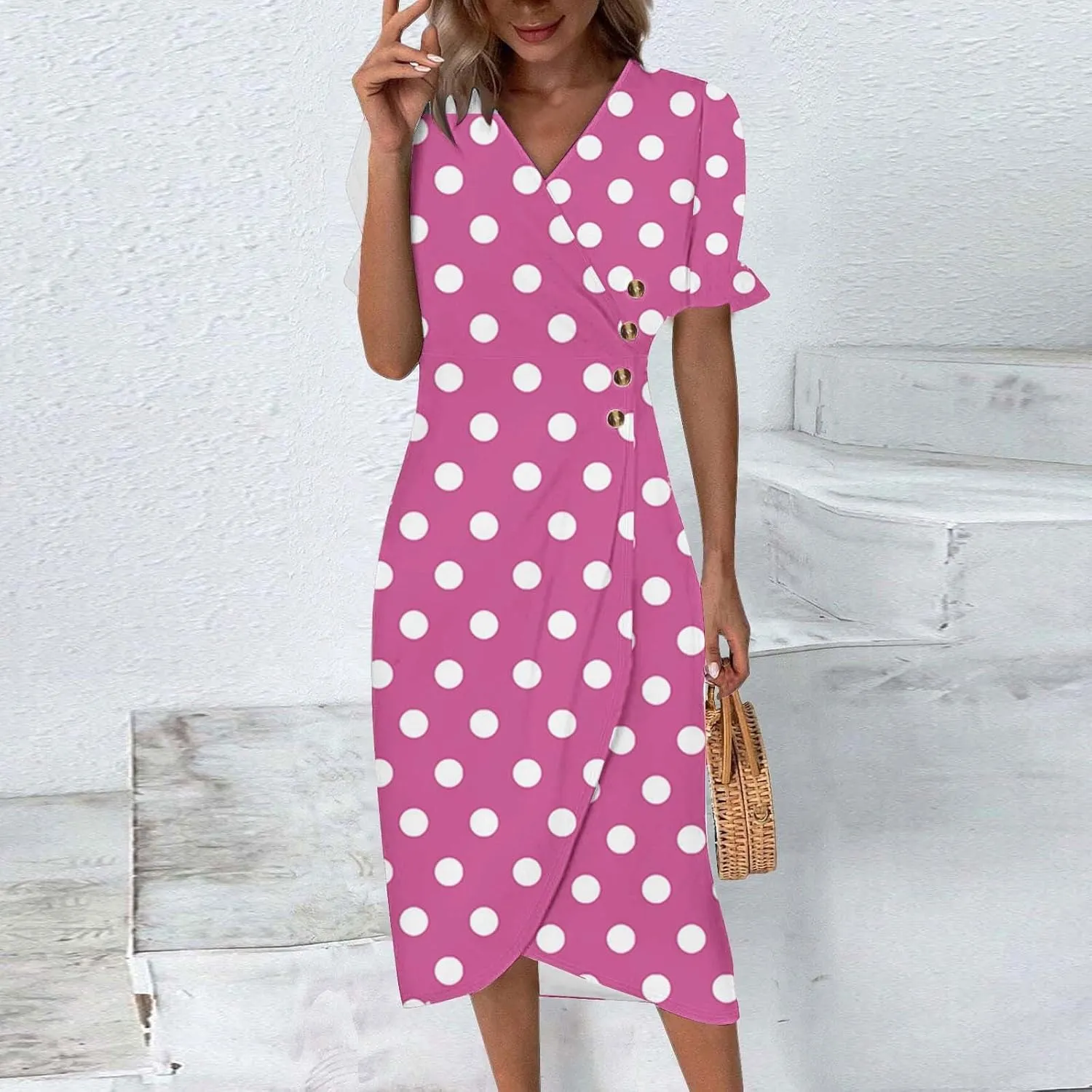 Women's Casual Summer Ruffle Short Sleeve T Shirts Maxi Dress 2025 Spring V Neck Flowy Tiered Boho Beach Dresses