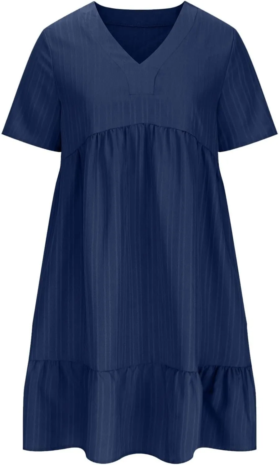 Women's Cotton Linen Short Sleeve Casual V Neck Mini Dress A Line Loose Pleated Flowy Dresses Beach Vacation Outfits