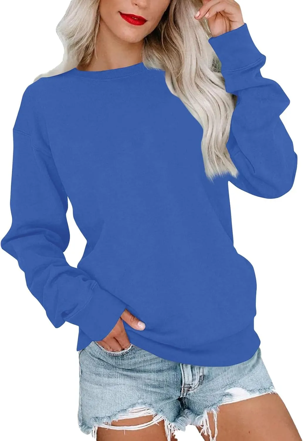 Women'S Crewneck Sweatshirts No Hood Fall Long Sleeve Shirts Dressy Casual Gradient Color Sweatshirts Pullover Cute