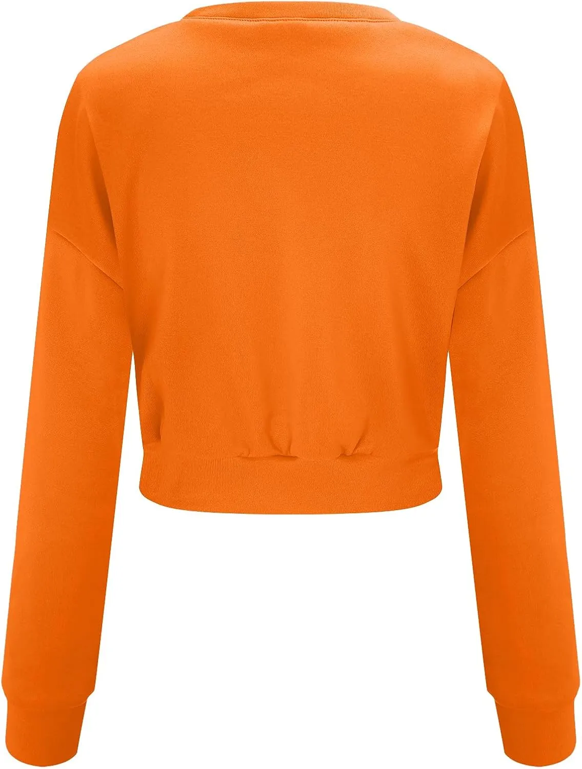 Womens Cute Cropped Hoodies Roundneck Long Sleeve Pullover Sweatshirts for Women Fall Leisure Sweatshirts Sexy Tops