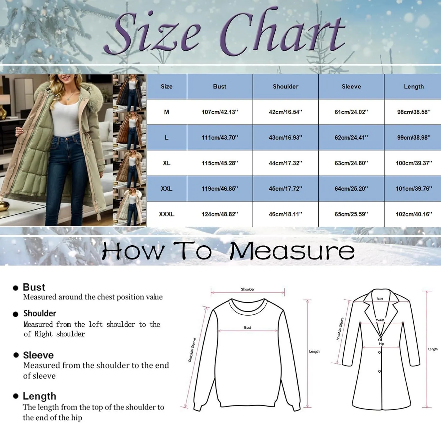 Womens Down Jacket Thickened Knee-Length Padded Quilted Puffer Pockets Winter Coat Outerwear Faux Fur Removable Hood