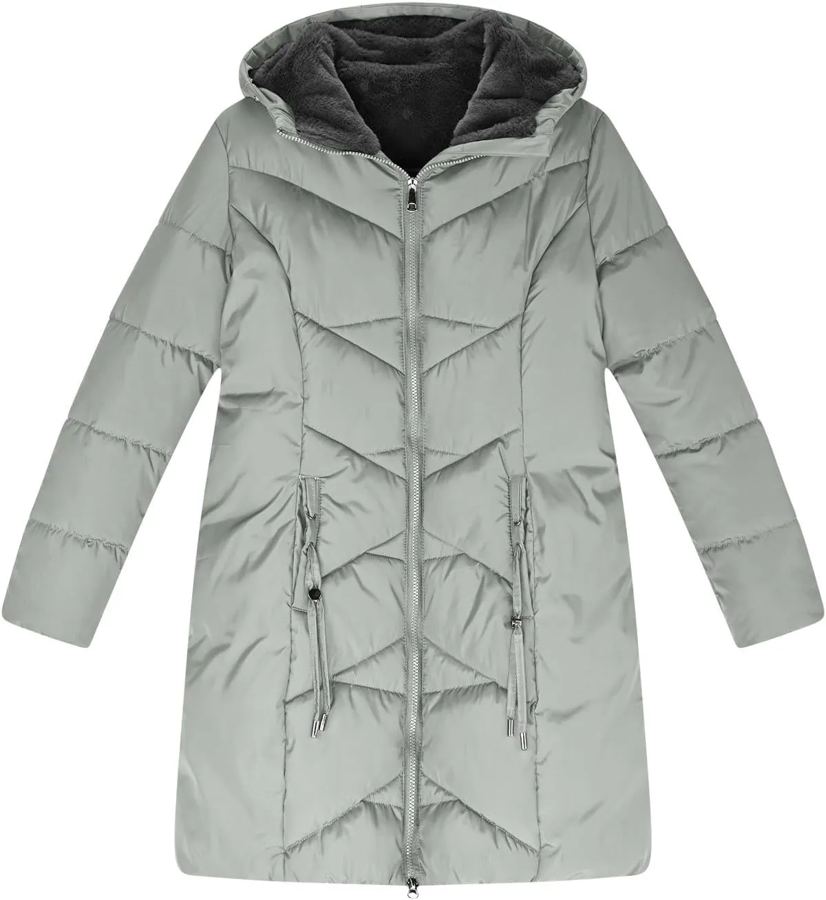 Women's Down Jackets Fleece Lined Thicken Parka Zip Up Winter Coats Daily Fashion Versatile Outerwear with Pockets