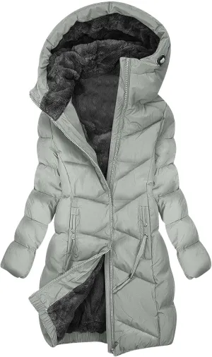 Women's Down Jackets Fleece Lined Thicken Parka Zip Up Winter Coats Daily Fashion Versatile Outerwear with Pockets