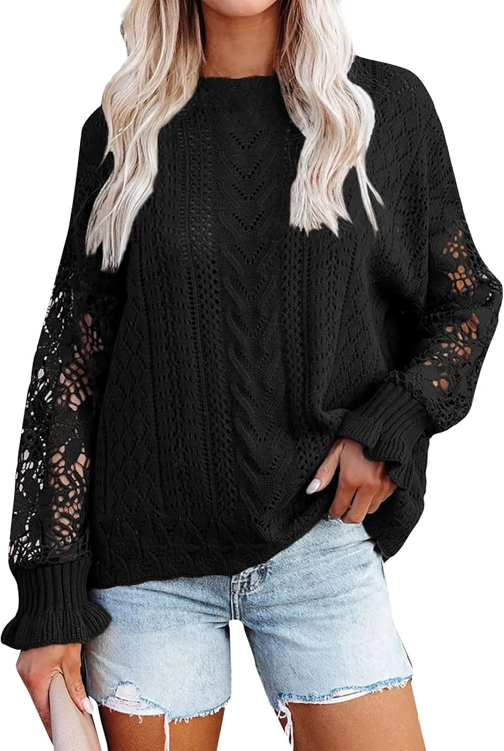 Women's Elegant Pullover Sweater Mock Neck Slim Fit Long Sleeve Knitted Ribbed Chunky Vacation Jumper Tops
