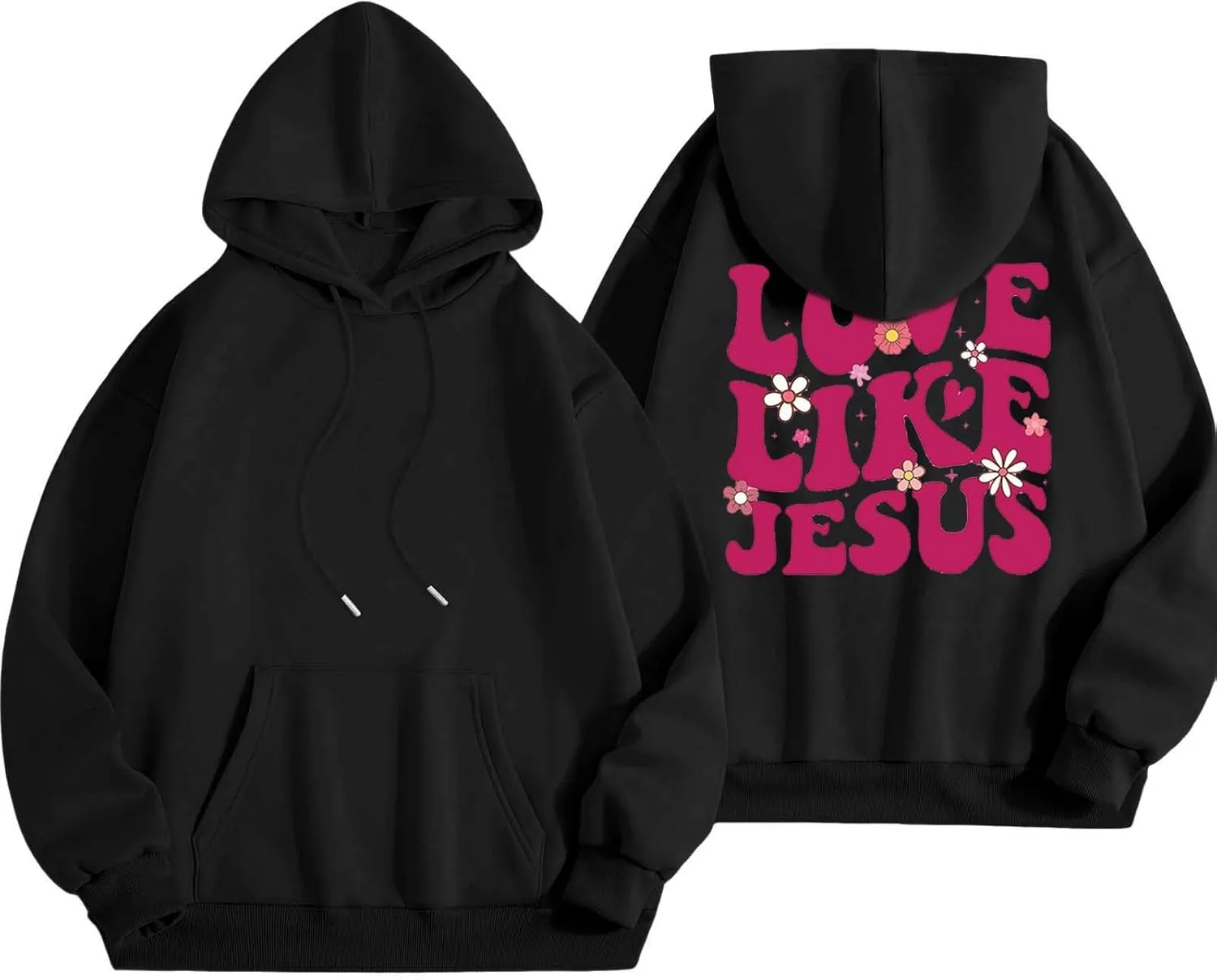 Women's Fashion Sweatshirts Loose Fit Printed Oversized Hooded Pullover Sweatshirts Outdoor Workout Hoodie with Pocket