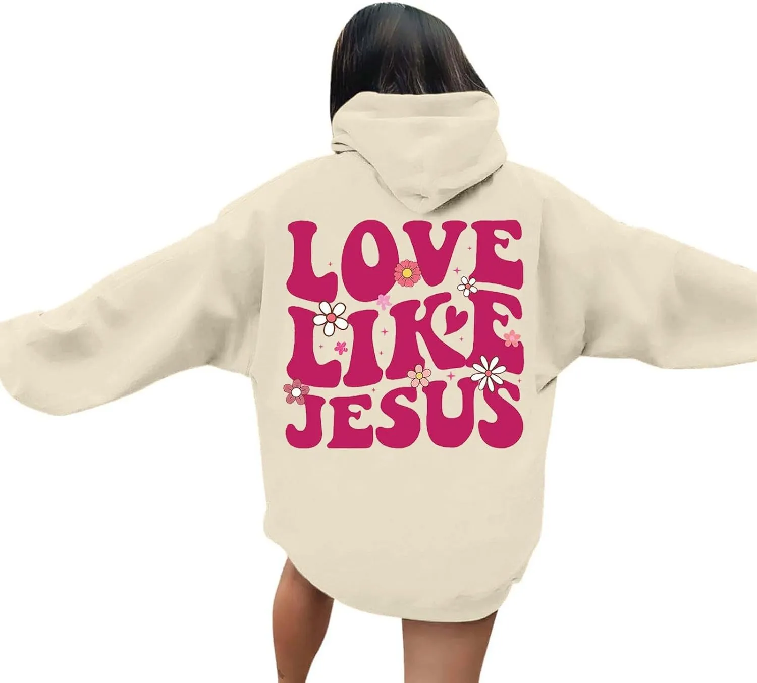 Women's Fashion Sweatshirts Loose Fit Printed Oversized Hooded Pullover Sweatshirts Outdoor Workout Hoodie with Pocket