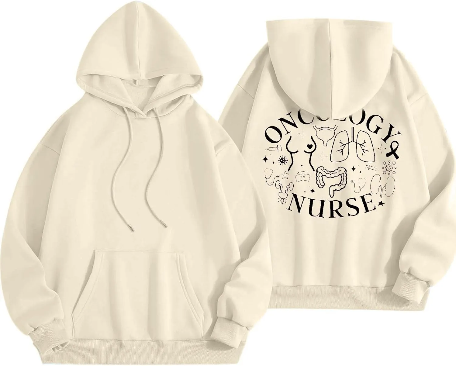 Women's Fashion Sweatshirts Loose Fit Printed Oversized Hooded Pullover Sweatshirts Outdoor Workout Hoodie with Pocket