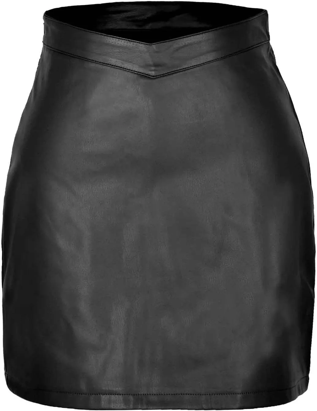 Women's Faux Leather Bodycon Skirt Trendy Slit Beaded Tied Slim Mini Skirt Casual PU Leather Short Pencil Skirt