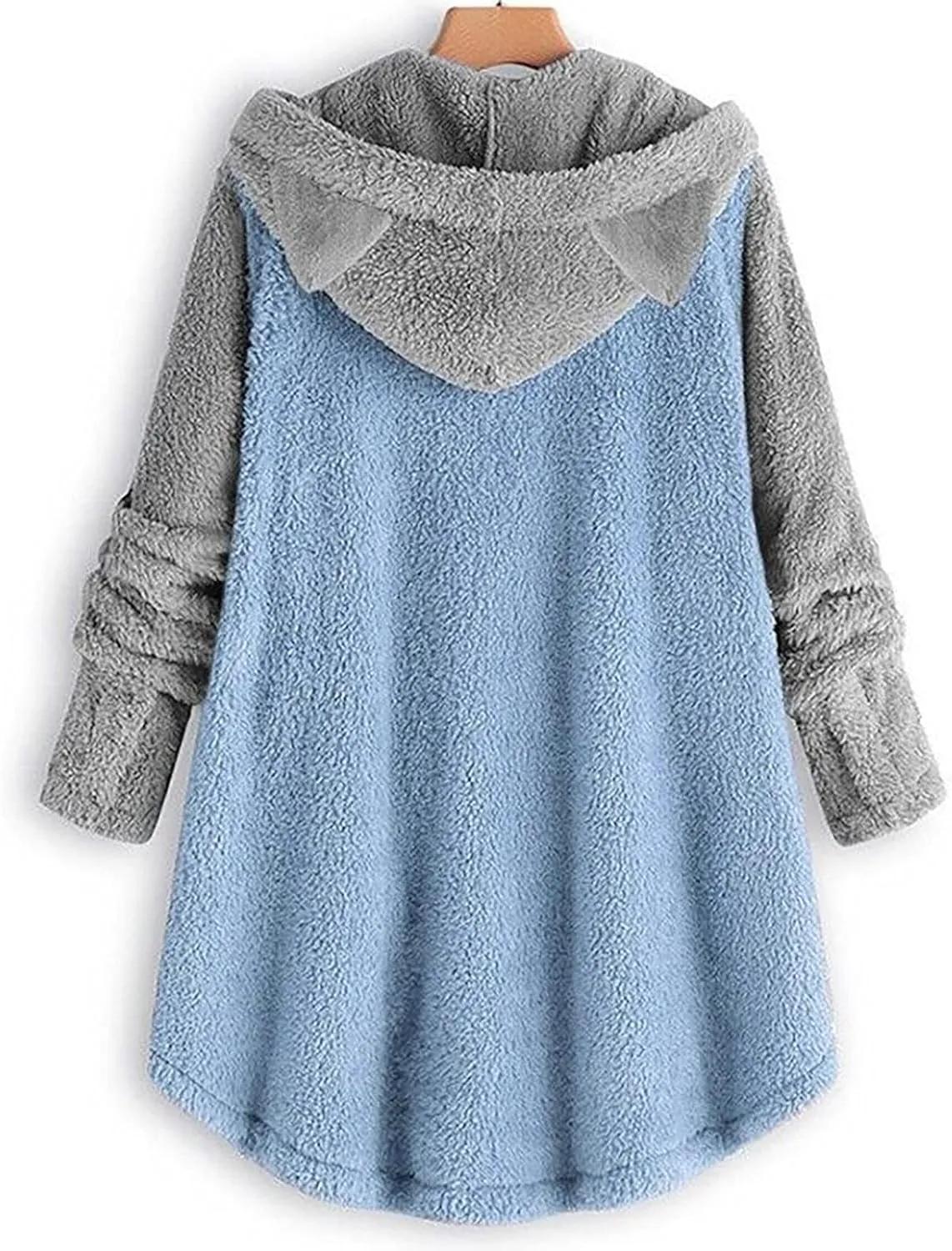 Womens Fleece Jacket 2024 Fall Winter Long Sleeve Button Sherpa Coats Cardigans Hood Fuzzy Outerwear with Pockets