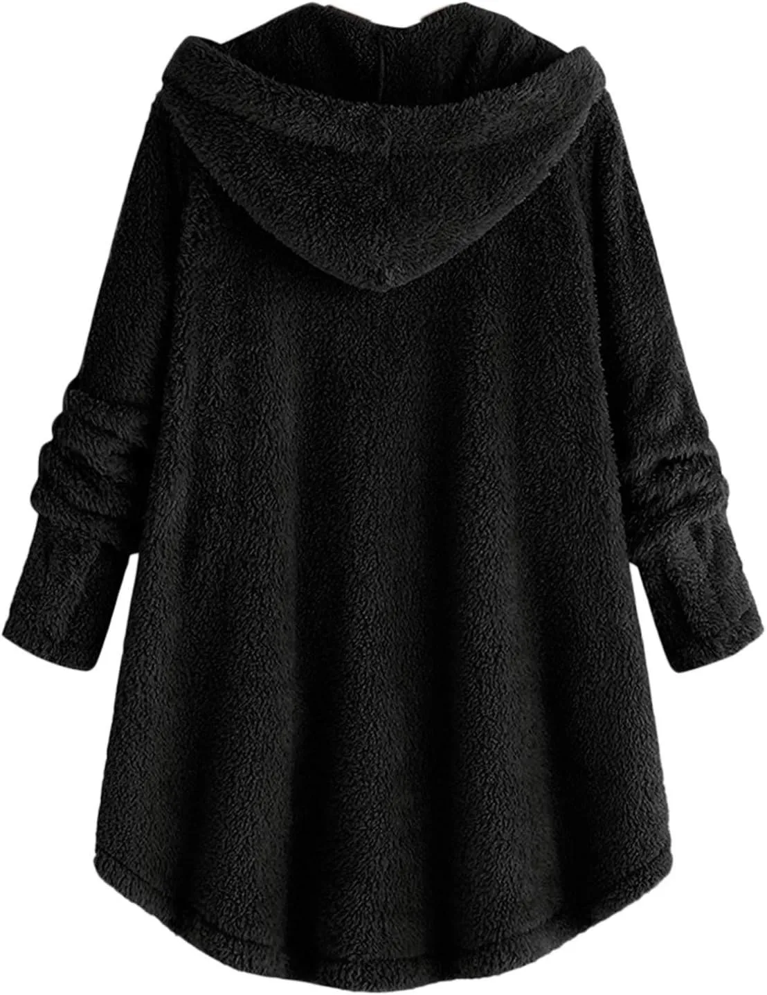 Womens Fleece Jackets Sherpa Winter Hooded Fuzzy Coats Oversized Button Down Cardigan Sweater Warm Jacket with Pocket
