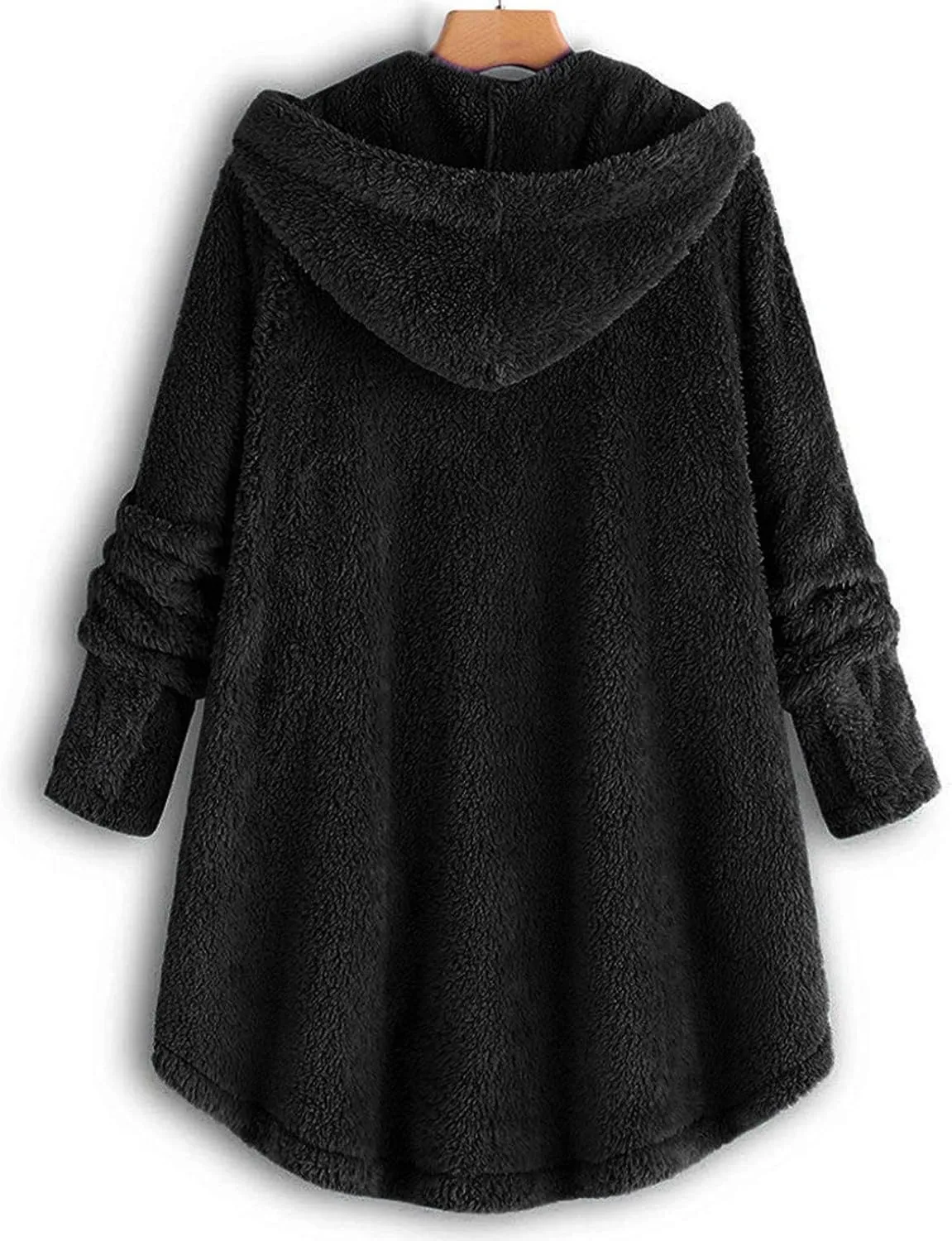 Womens Fleece Jackets Sherpa Winter Hooded Fuzzy Coats Oversized Button Down Cardigan Sweater Warm Jacket with Pocket