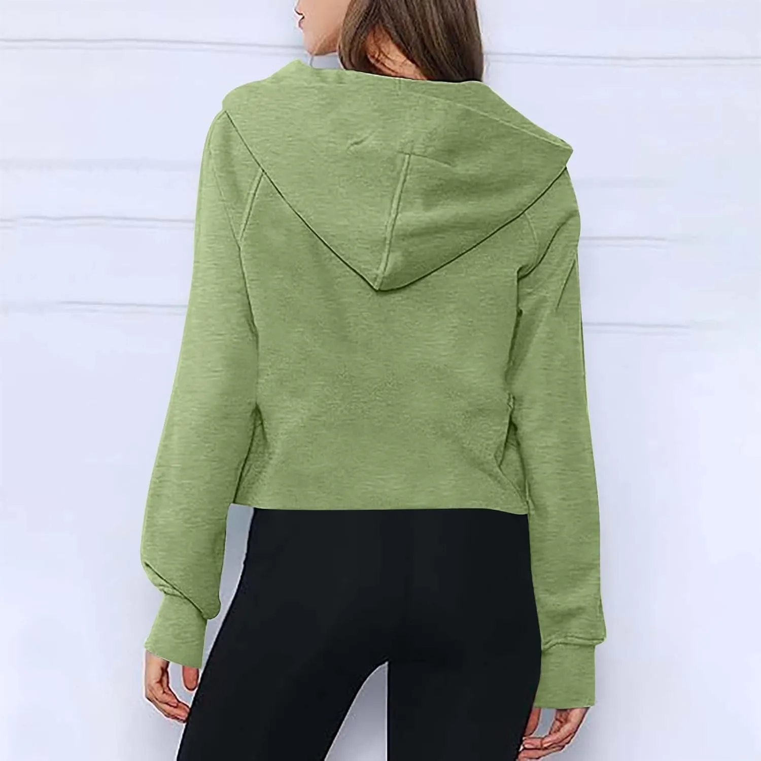 Women's Half Zip Cropped Hoodies Fall Fleece Hooded Pullover Long Sleeve Loose Sweatshirt 2025 Winter Trendy Outfits