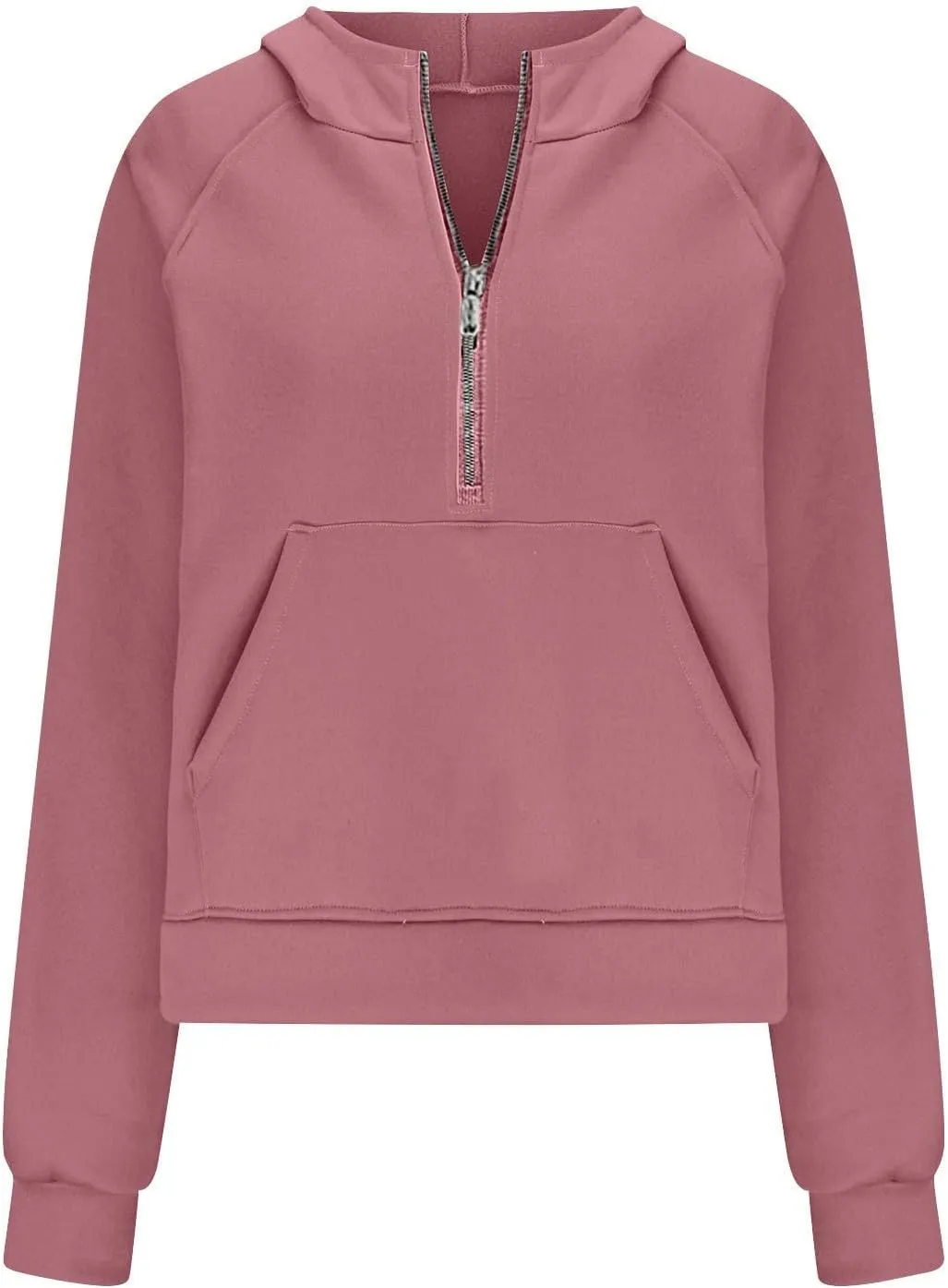 Women's Half Zip Cropped Hoodies Fall Fleece Hooded Pullover Long Sleeve Loose Sweatshirt 2025 Winter Trendy Outfits