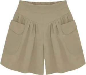 Womens High Waisted Running Shorts Quick Dry Athletic Workout Shorts with Pockets Gym Yoga Flowy Summer Tennis Shorts