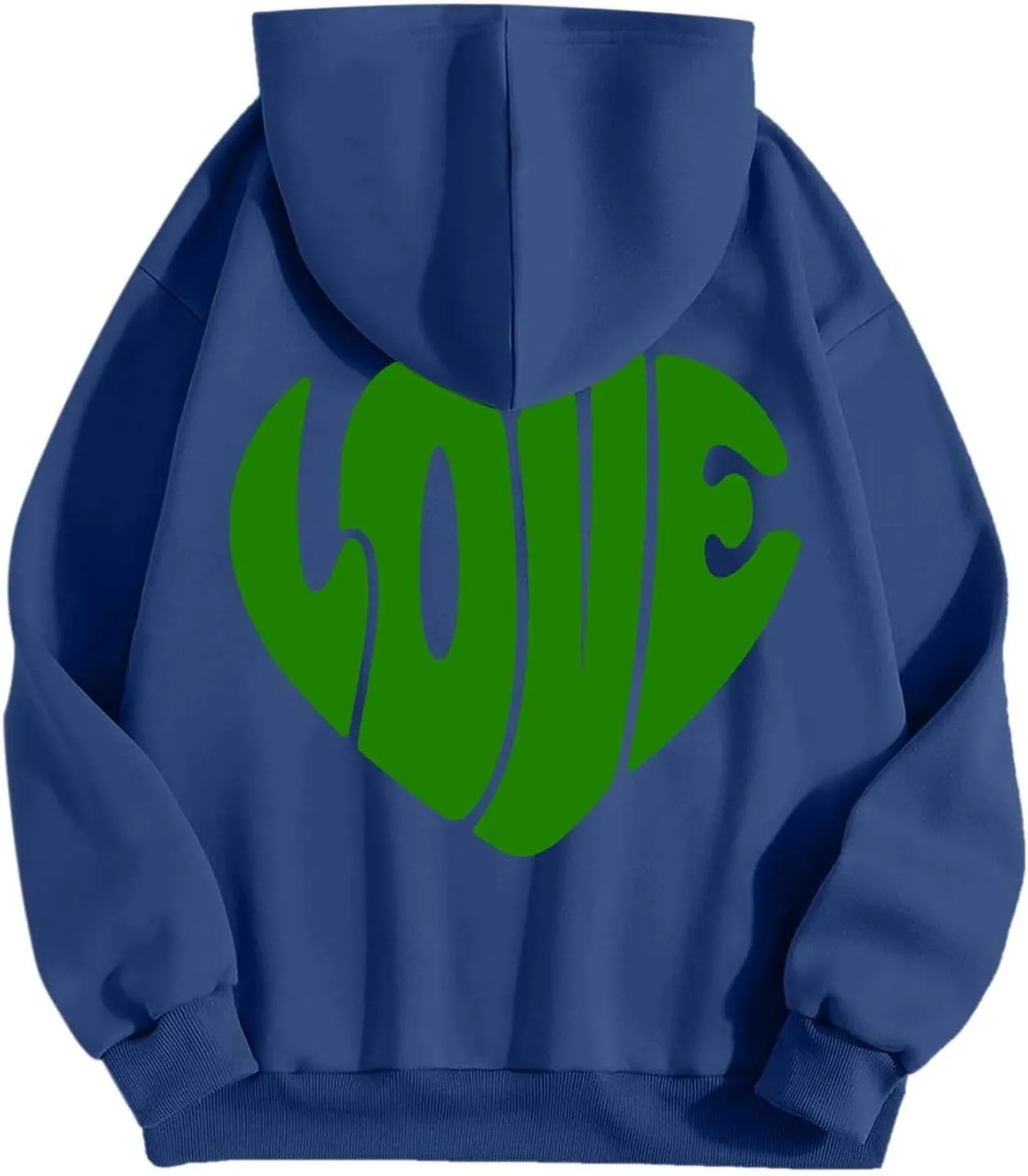 Women's Hoodies Heart Print Graphic Long Sleeve Oversized Sweatshirts Drawstring Pullover Top with Pockets