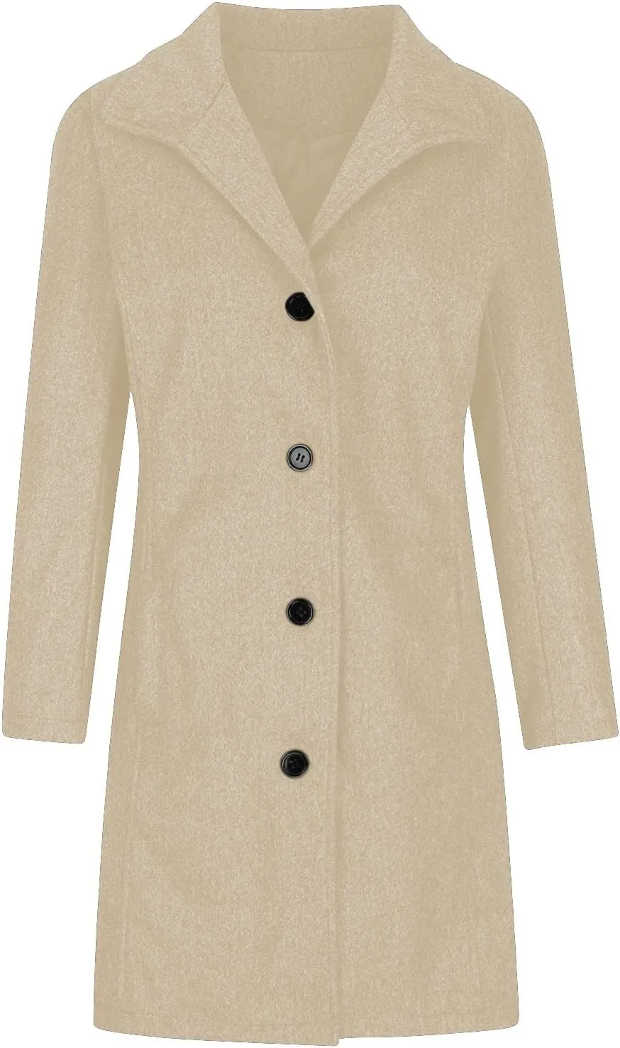 Women's Jackets Winter Thicken Wool Blend Single Breasted Pea Coat Casual Stand Collar Button Trench Coat Overcoat