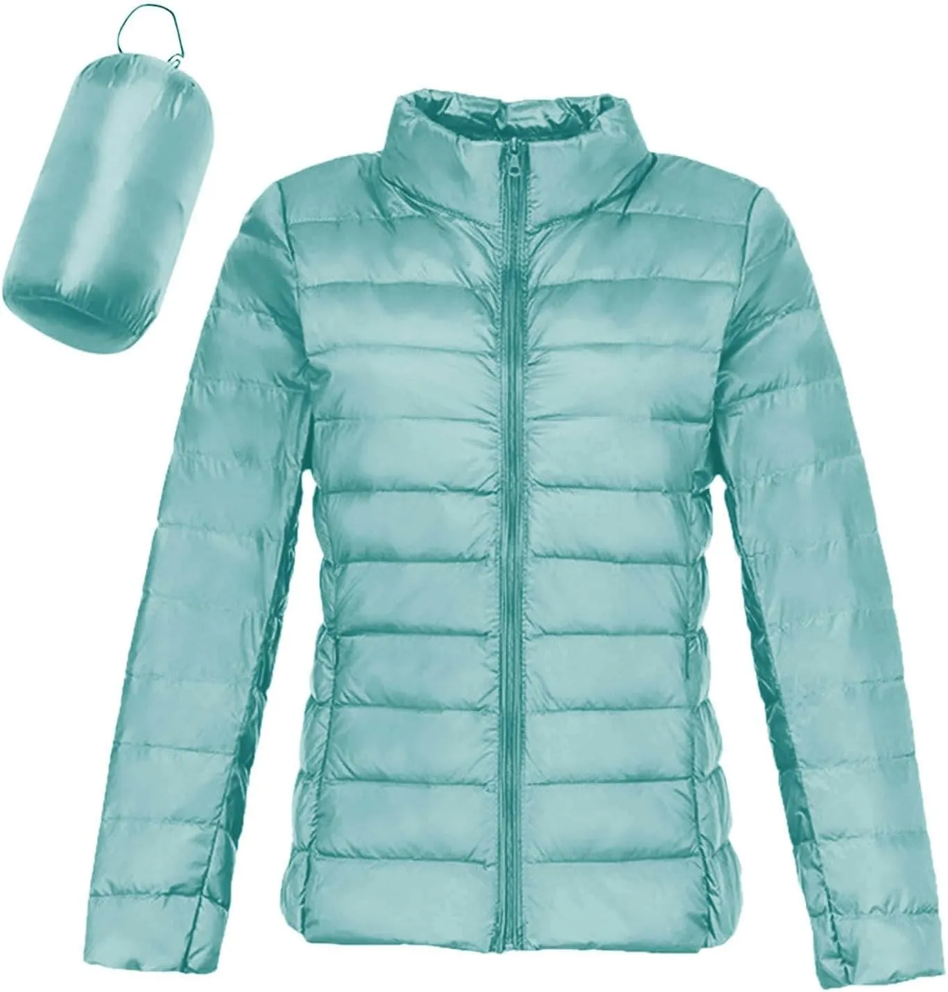 Womens Lightweight Puffer Jacket Packable Stand Collar Quilted Down Coats 2024 Winter Warm Down Jackets with Pockets