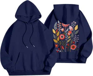 Womens Long Sleeve Floral Print Pullover Hoodie Sweatshirt 2024 Fashion Casual Tops