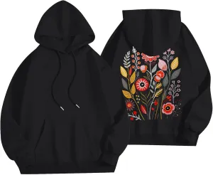 Womens Long Sleeve Floral Print Pullover Hoodie Sweatshirt 2024 Fashion Casual Tops
