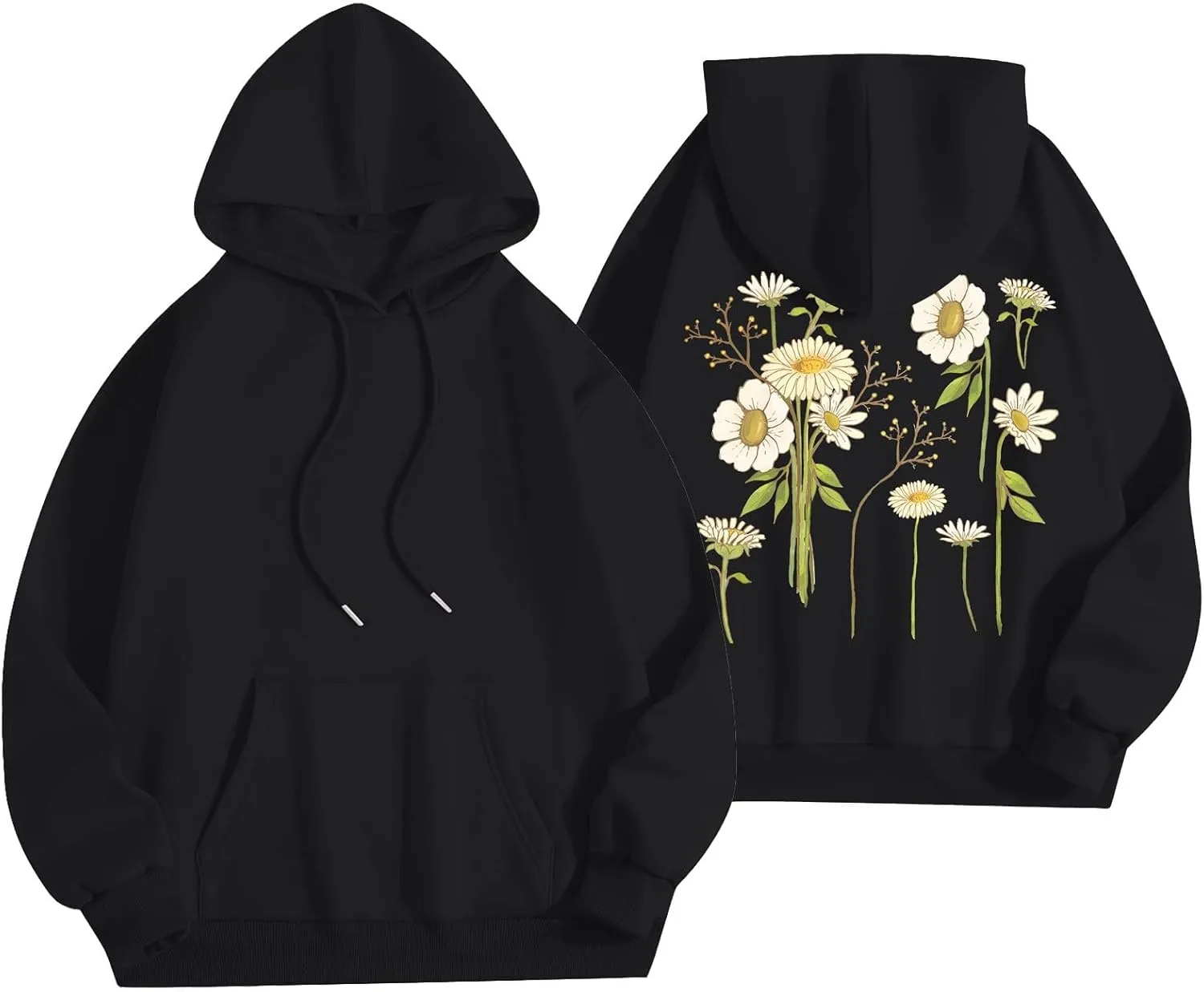 Womens Long Sleeve Floral Print Pullover Hoodie Sweatshirt 2024 Fashion Casual Tops