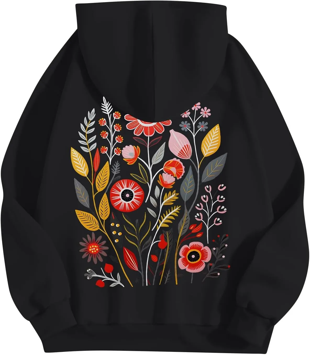 Womens Long Sleeve Floral Print Pullover Hoodie Sweatshirt 2024 Fashion Casual Tops