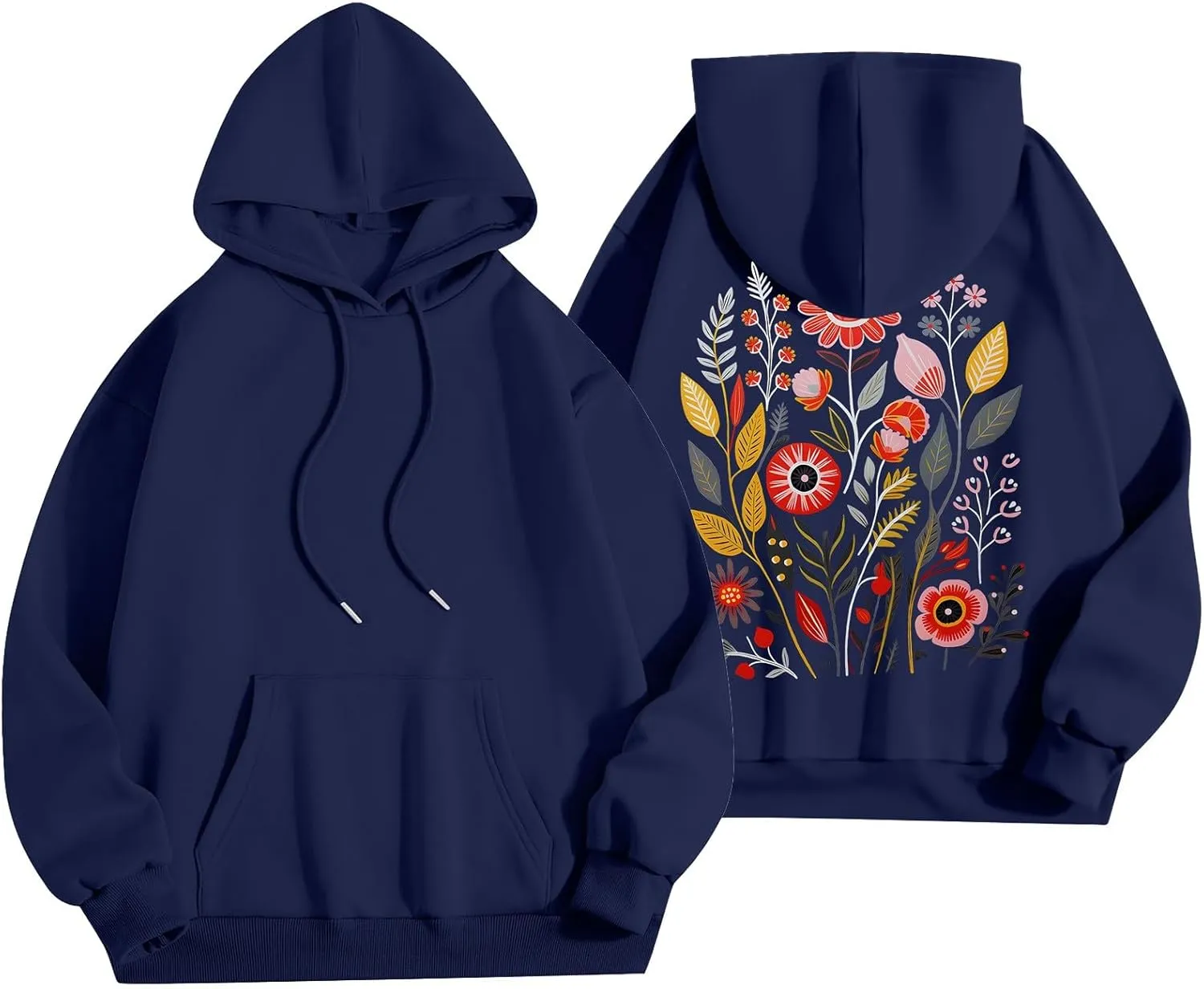 Womens Long Sleeve Floral Print Pullover Hoodie Sweatshirt 2024 Fashion Casual Tops