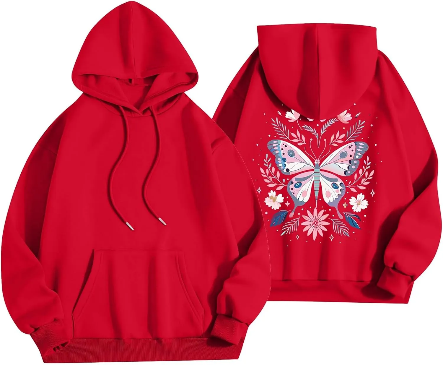 Womens Long Sleeve Floral Print Pullover Hoodie Sweatshirt 2024 Fashion Casual Tops