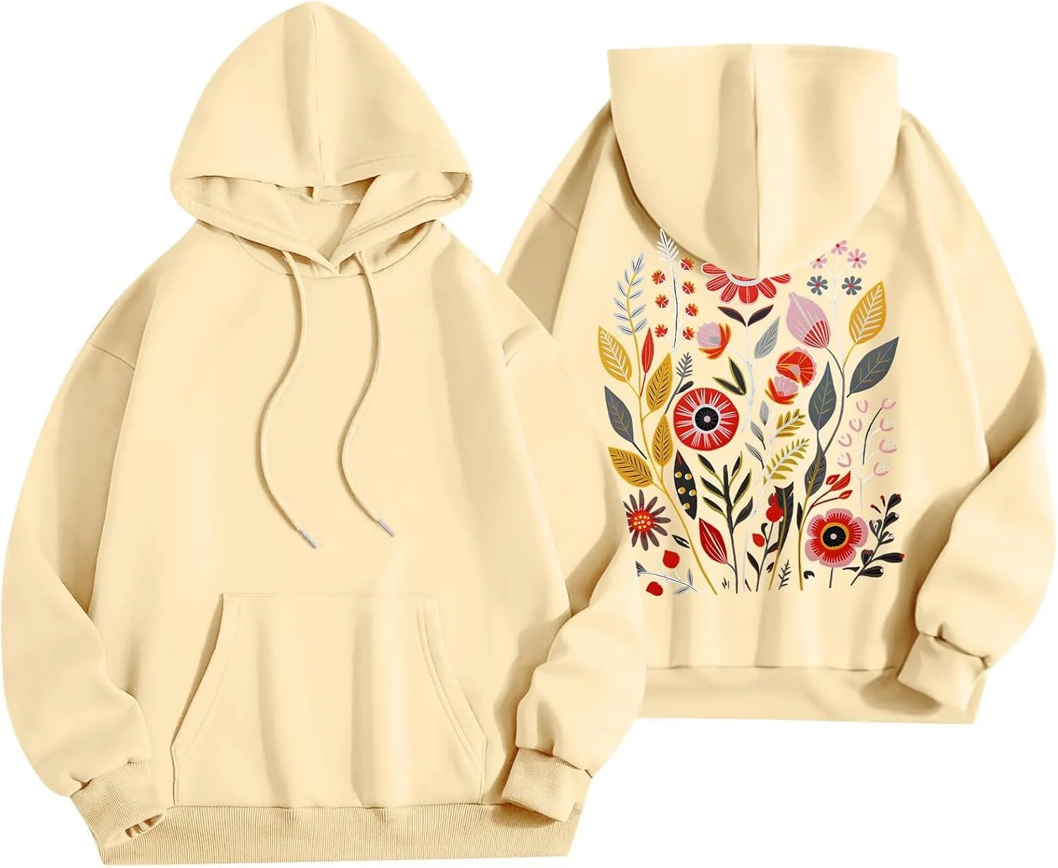Womens Long Sleeve Floral Print Pullover Hoodie Sweatshirt 2024 Fashion Casual Tops