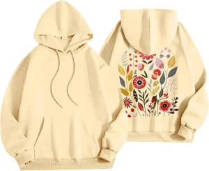 Womens Long Sleeve Floral Print Pullover Hoodie Sweatshirt 2024 Fashion Casual Tops