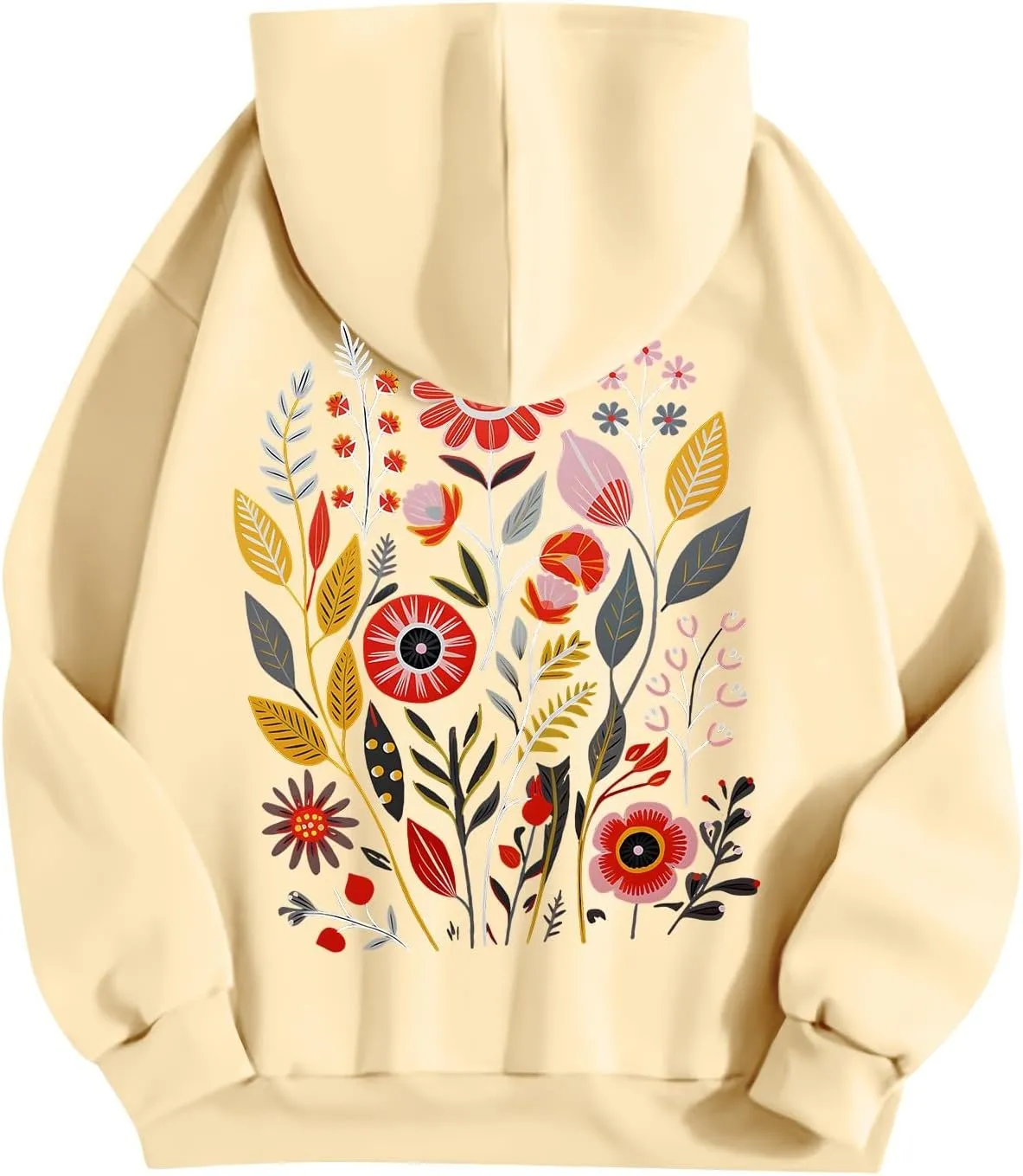 Womens Long Sleeve Floral Print Pullover Hoodie Sweatshirt 2024 Fashion Casual Tops