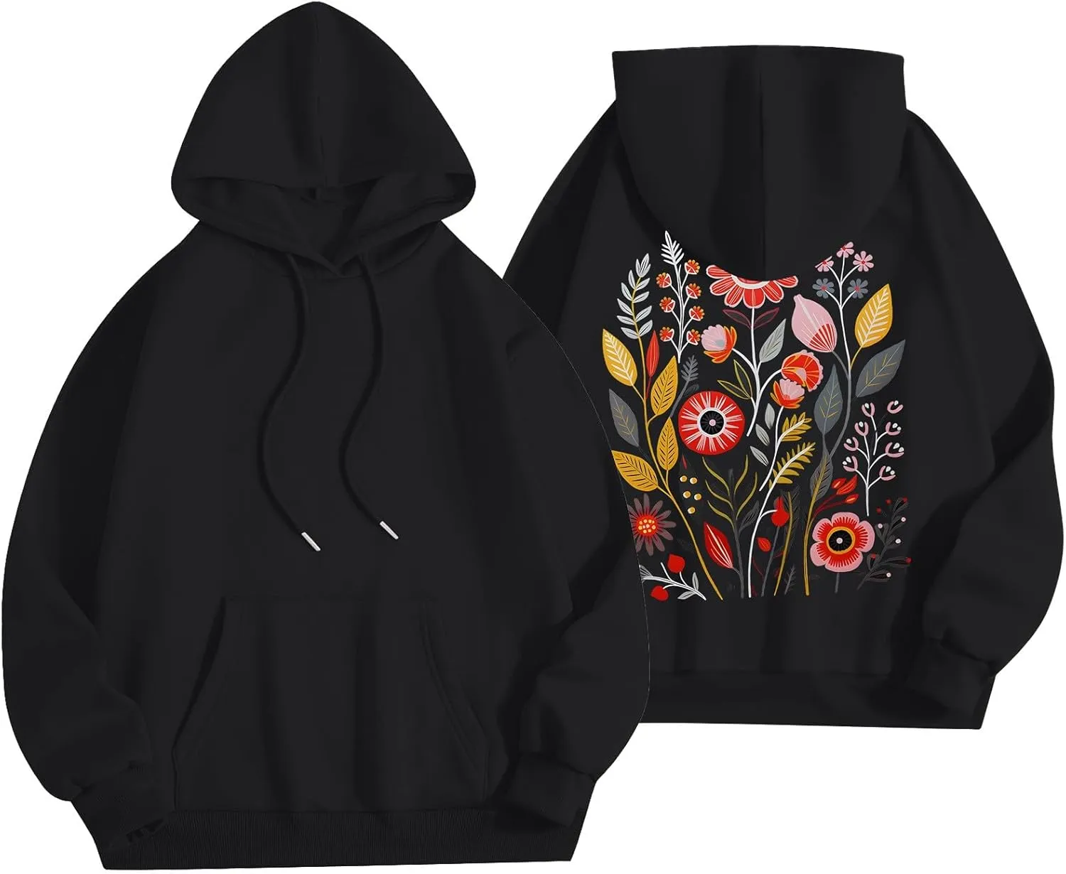 Womens Long Sleeve Floral Print Pullover Hoodie Sweatshirt 2024 Fashion Casual Tops