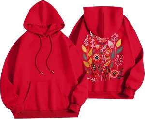 Womens Long Sleeve Floral Print Pullover Hoodie Sweatshirt 2024 Fashion Casual Tops
