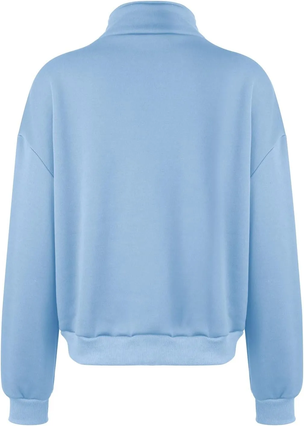 Womens Long Sleeve Half Zip Pullover Hoodies Solid Color Fall Winter Trendy Outfits With Pockets Loose Sweatshirts