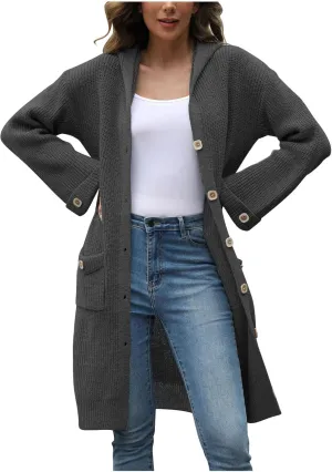 Women's Long Sleeve Snap Button Down Solid Color Knit Ribbed Neckline Cardigans Casual Fashion Coats Fall 2024