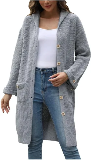 Women's Long Sleeve Snap Button Down Solid Color Knit Ribbed Neckline Cardigans Casual Fashion Coats Fall 2024