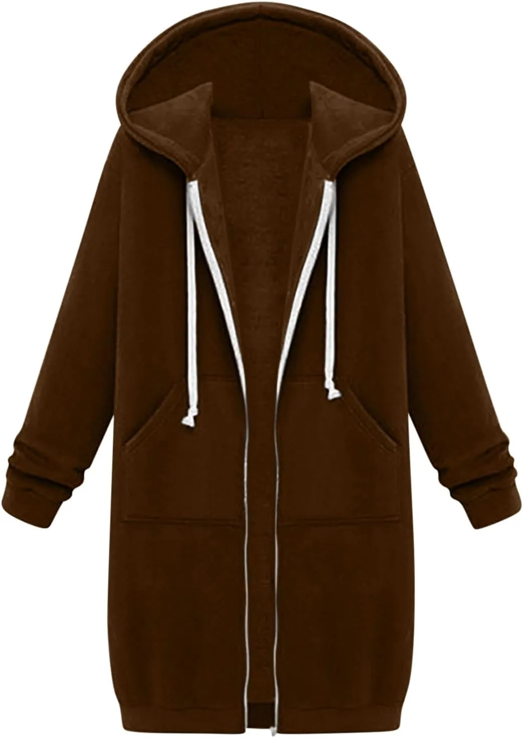 Womens Long Sweatshirts Oversized Zip Up Hoodies Knee length Long Fleece Tunic Sweatshirts Fall Hoodie Jackets Coats