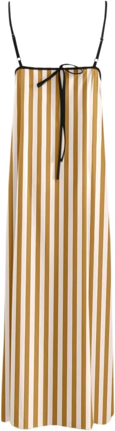 Womens Maxi Dress Summer Spaghetti Strap Maxi Dress Sleeveless Backless Flowy Long Beach Dresses 2025