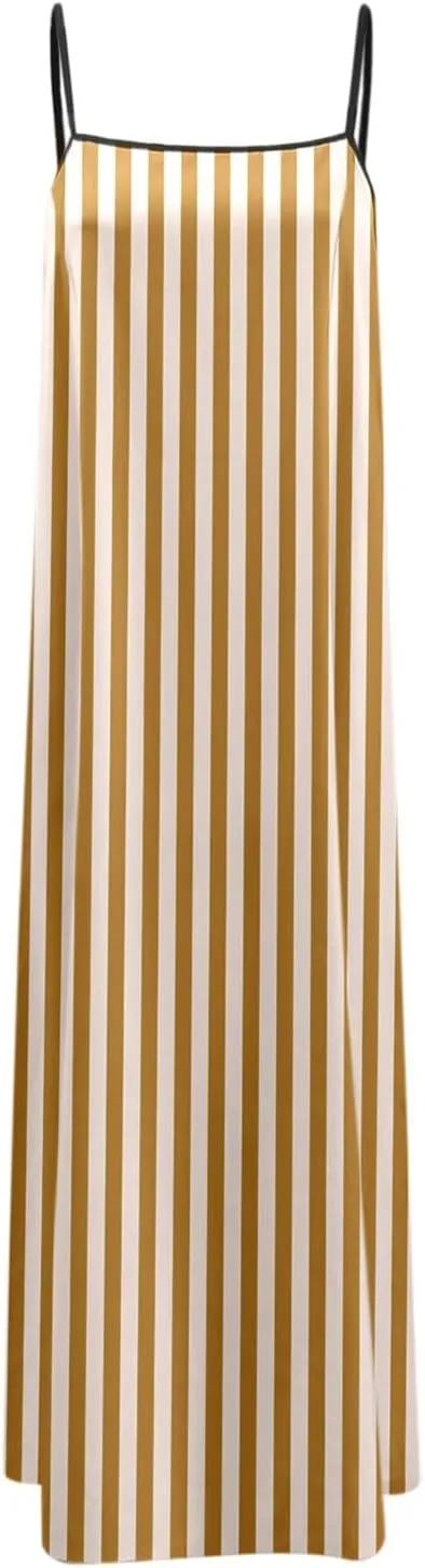 Womens Maxi Dress Summer Spaghetti Strap Maxi Dress Sleeveless Backless Flowy Long Beach Dresses 2025