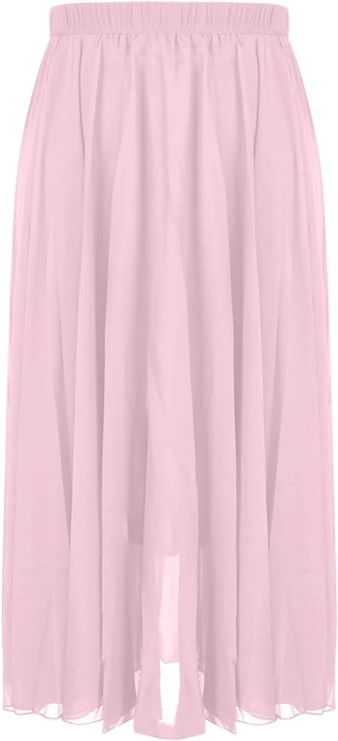 Women's Maxi Summer Skirts Chiffon A Line Flowy Skirts Long Boho Beach Dress High Waisted Lyrical Dance Skirts