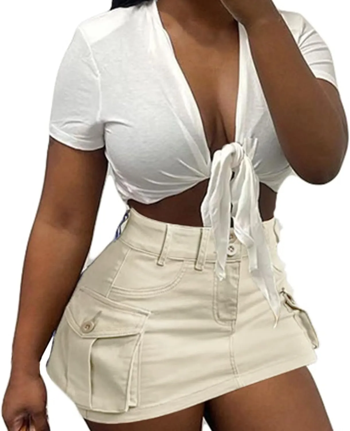 Women's Mini Skirt Women Casual High Waist Mini Skirt Bodycon Pleated Skirts Holiday Dress A Line Skirts with
