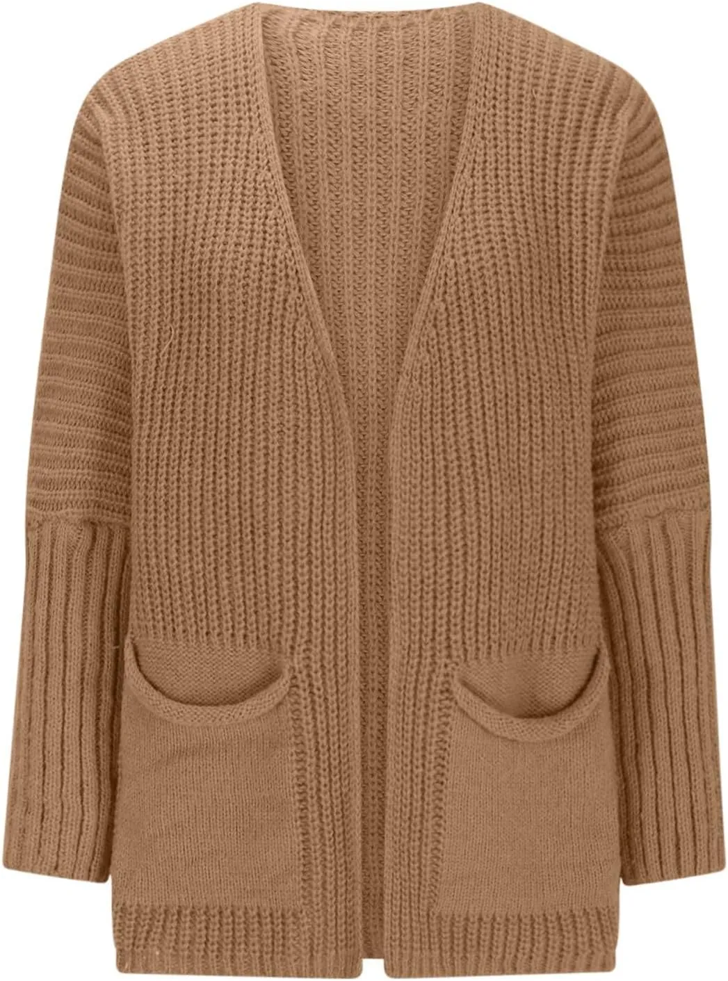 Women's Open Front Cardigan Sweater Chunky Knit Batwing Sleeve Long Outerwear Fall Winter Casual Coats with Pockets
