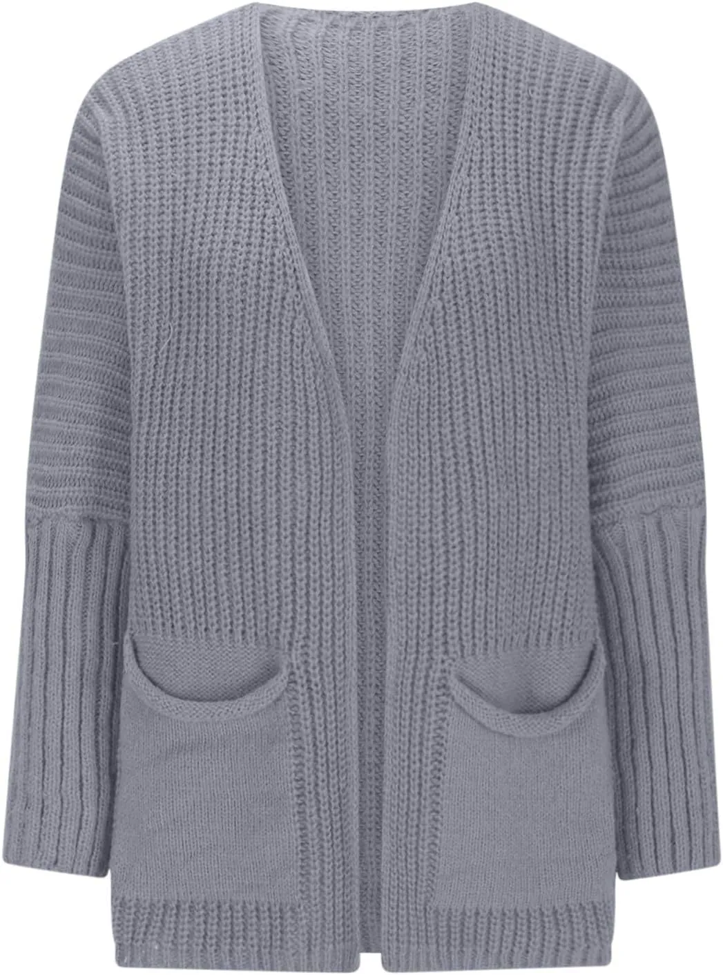 Women's Open Front Cardigan Sweater Chunky Knit Batwing Sleeve Long Outerwear Fall Winter Casual Coats with Pockets