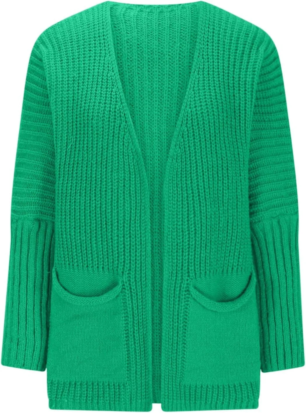 Women's Open Front Cardigan Sweater Chunky Knit Batwing Sleeve Long Outerwear Fall Winter Casual Coats with Pockets