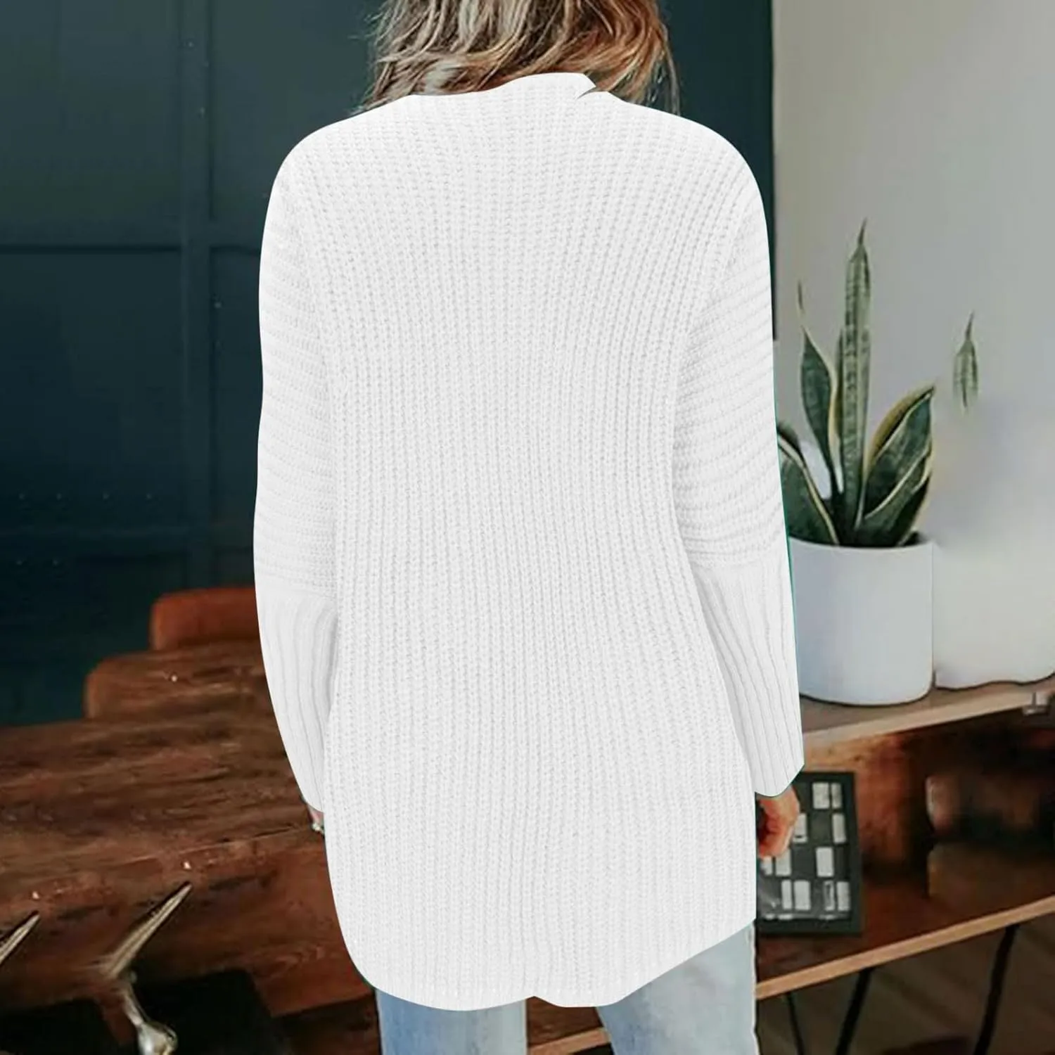 Women's Open Front Cardigan Sweater Chunky Knit Batwing Sleeve Long Outerwear Fall Winter Casual Coats with Pockets