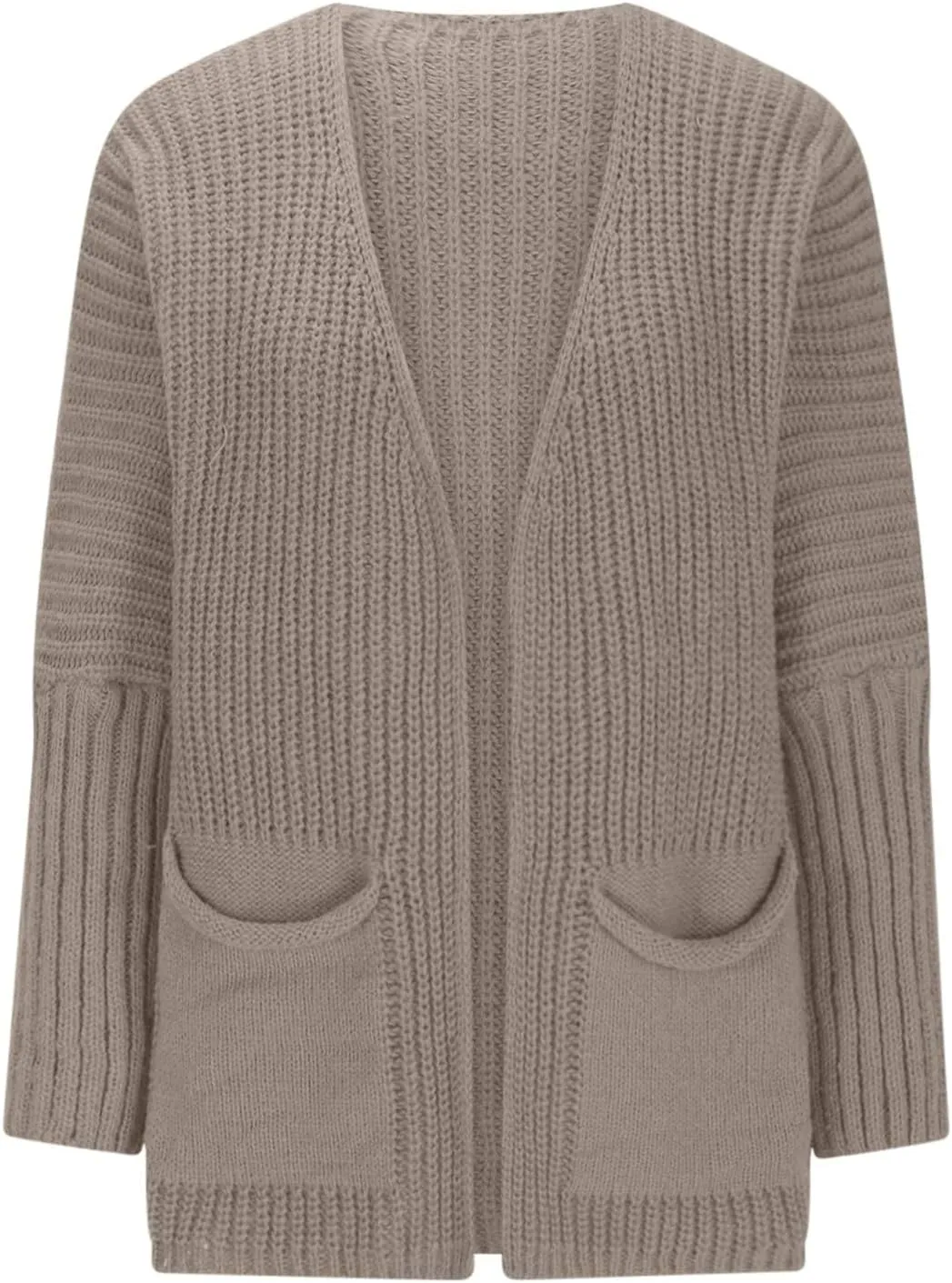 Women's Open Front Cardigan Sweater Chunky Knit Batwing Sleeve Long Outerwear Fall Winter Casual Coats with Pockets