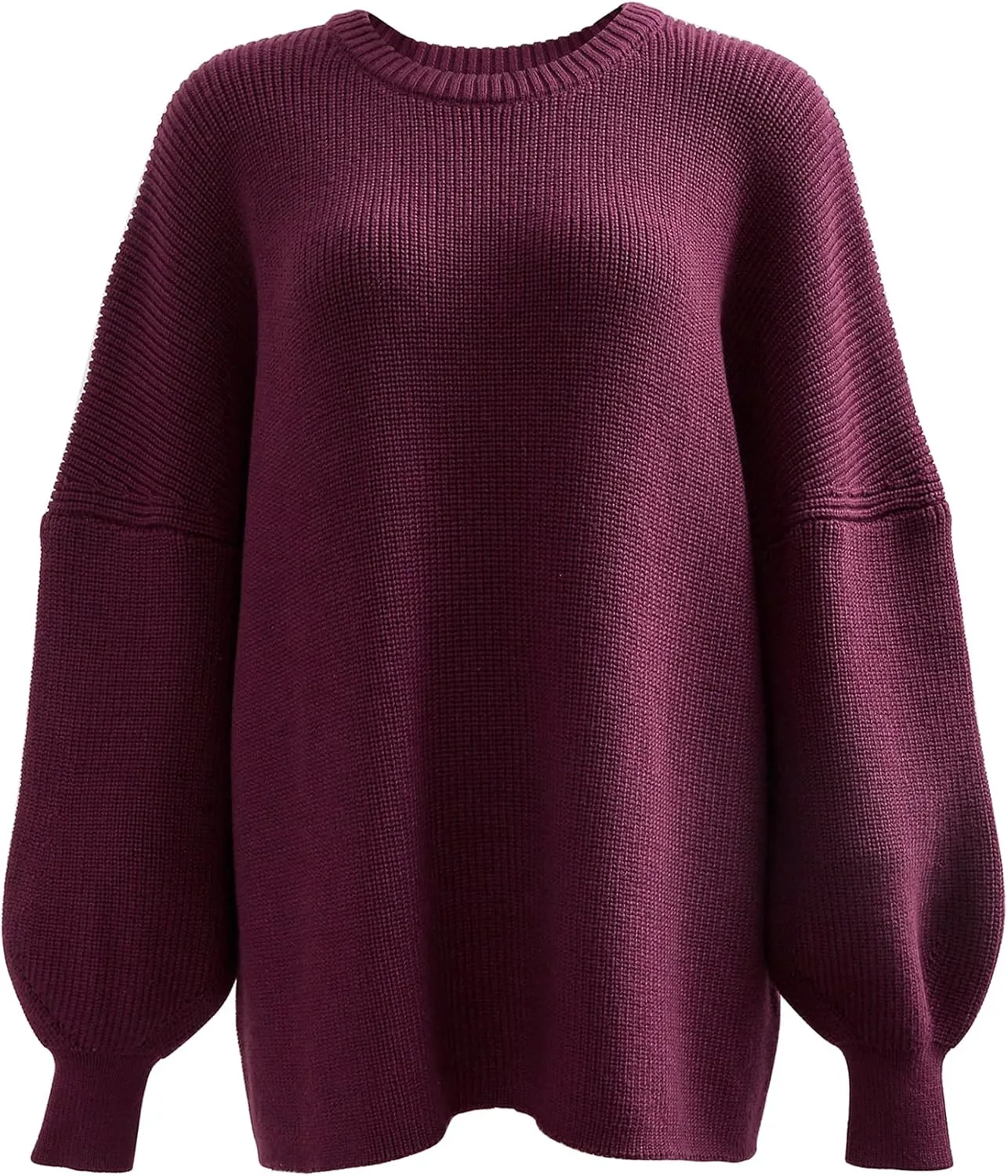 Womens Oversized Chunky Sweaters Long Lantern Sleeve Crewneck Ribbed Loose Knit Pullover Fall Casual Tops