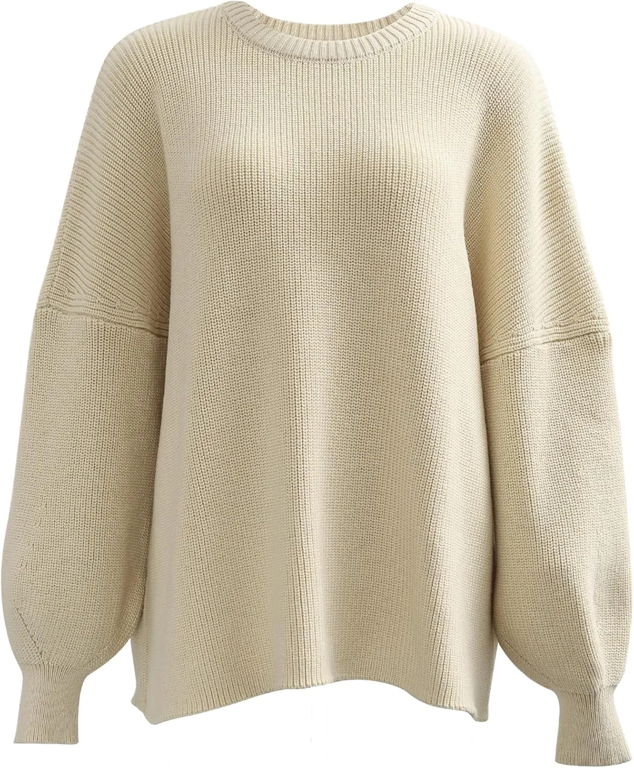 Womens Oversized Chunky Sweaters Long Lantern Sleeve Crewneck Ribbed Loose Knit Pullover Fall Casual Tops