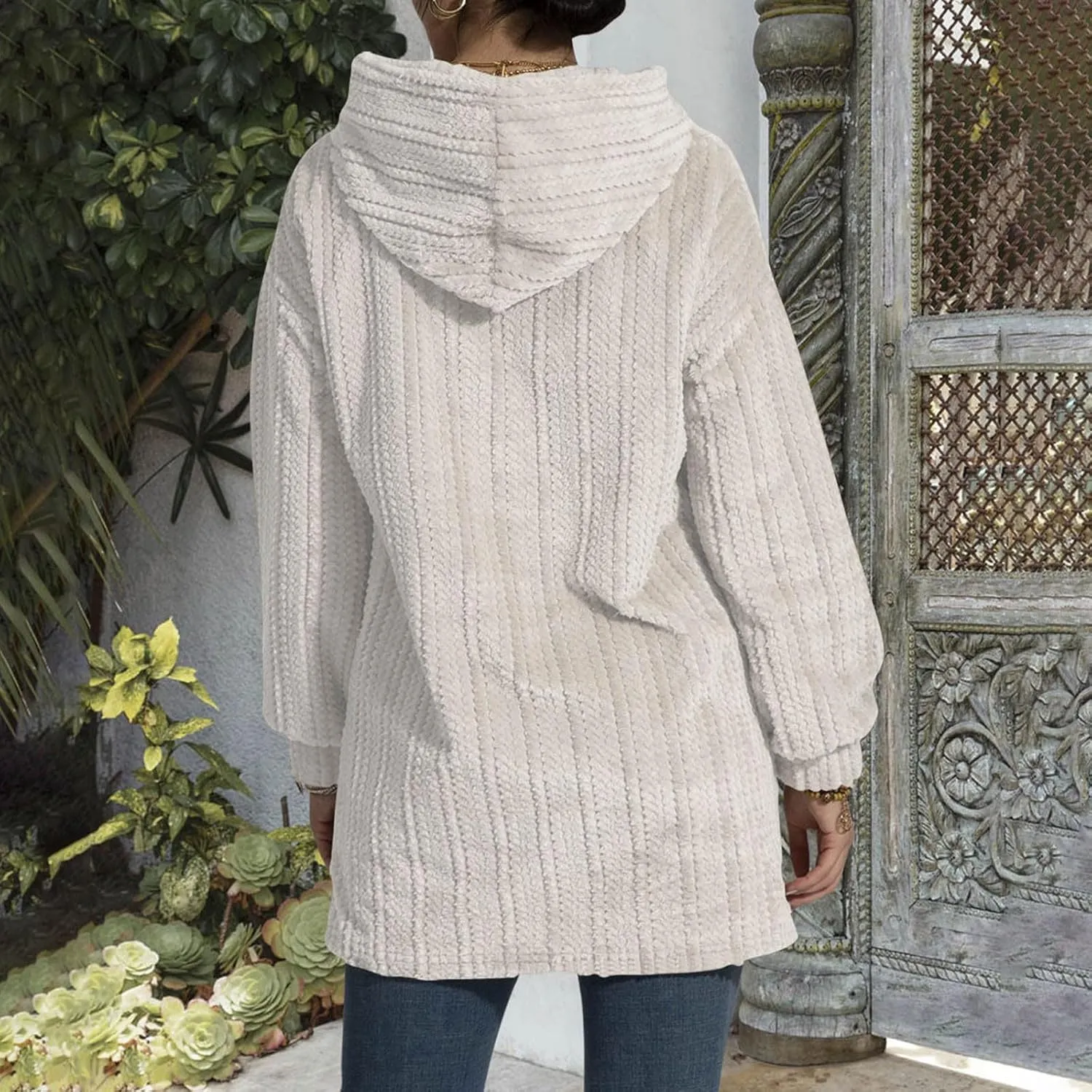 Womens Oversized Hoodies Crewneck Long Sleeve Hooded Sweatshirts Fleece Pullover Shirt Cute Tunic Top Spring Clothes
