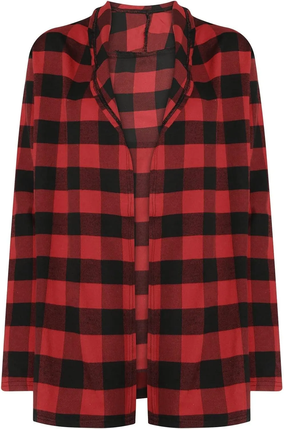 Womens Oversized Plaid Cardigan Jacket Lightweight Trendy Open Front Mid-Length Outerwears Work Business Casual Coats