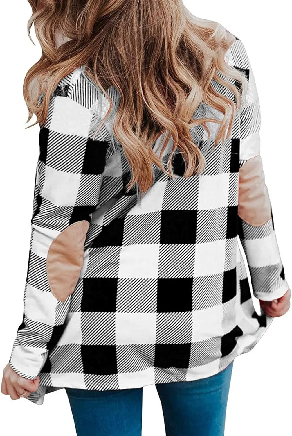 Womens Oversized Plaid Cardigan Jacket Lightweight Trendy Open Front Mid-Length Outerwears Work Business Casual Coats
